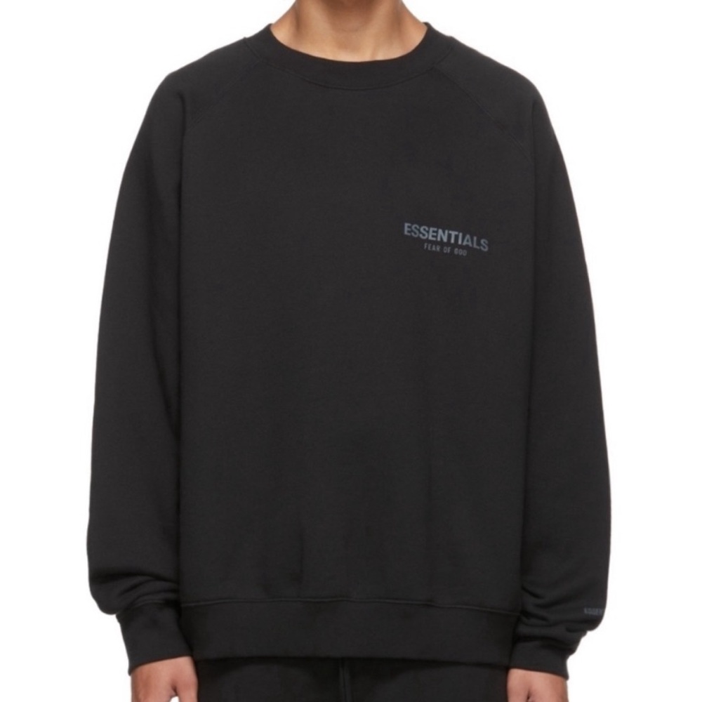 Essentials fog Fear Of God Black Crew Neck Sweatshirt SIZE Med